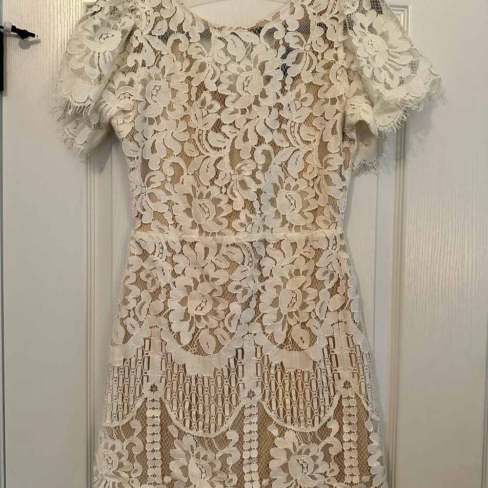 Lulu's Cream Lace Mini Dress